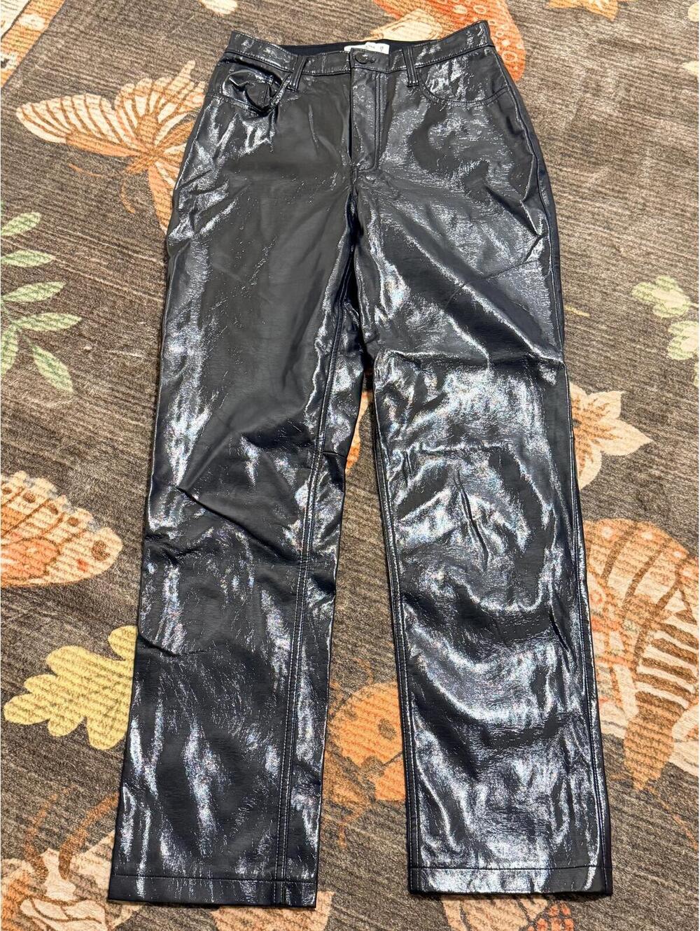 Abercrombie & Fitch 90s Straight Ultra High Rise Curve Love Patent Pants 28/6